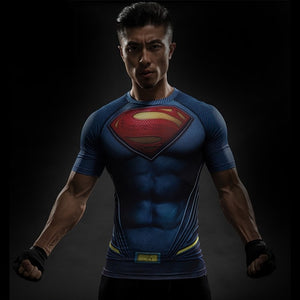 Short Sleeve 3D T Shirt Men T-Shirt Male Crossfit Tee Captain America Superman tshirt Men Fitness Compression Shirt Punisher MMA