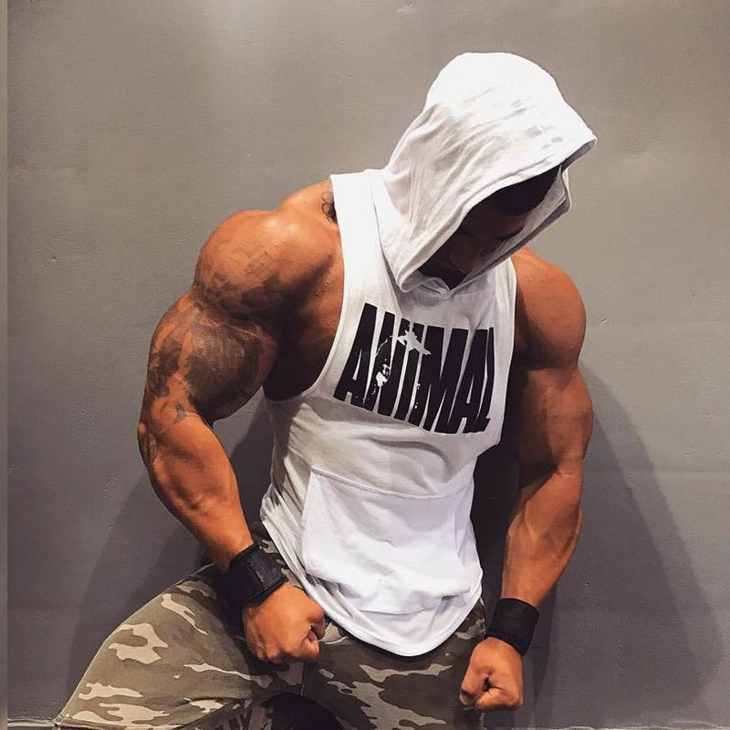 2018 New Men Bodybuilding Cotton Tank top Gyms Fitness Hooded Vest Sleeveless Hoodie Casual Fashion Crossfit Workout Clothing