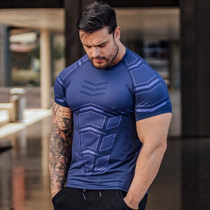New Mens Compression Skinny T-shirt Gyms Fitness Bodybuilding t shirt Male Summer Casual Jogger Workout Tee Tops Brand Clothing